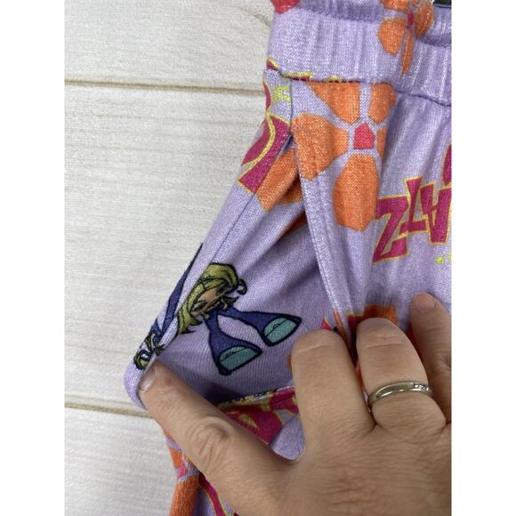 Bratz Women's Sleep Pajama Pants Sz XXL Purple Floral Fleece Pull On Cozy Boho - Picture 3 of 10